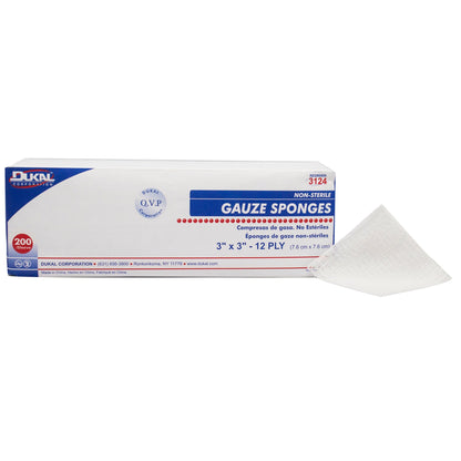 SPONGE, GAUZE 12PLY N/S 3"X3" (200/BG)