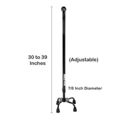 CANE, QUAD/SM BASE STEEL BLK (4/CS)