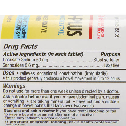 SENNA, TAB 8.6MG PLUS DSS 50MG(60/BT 12BT/CS)