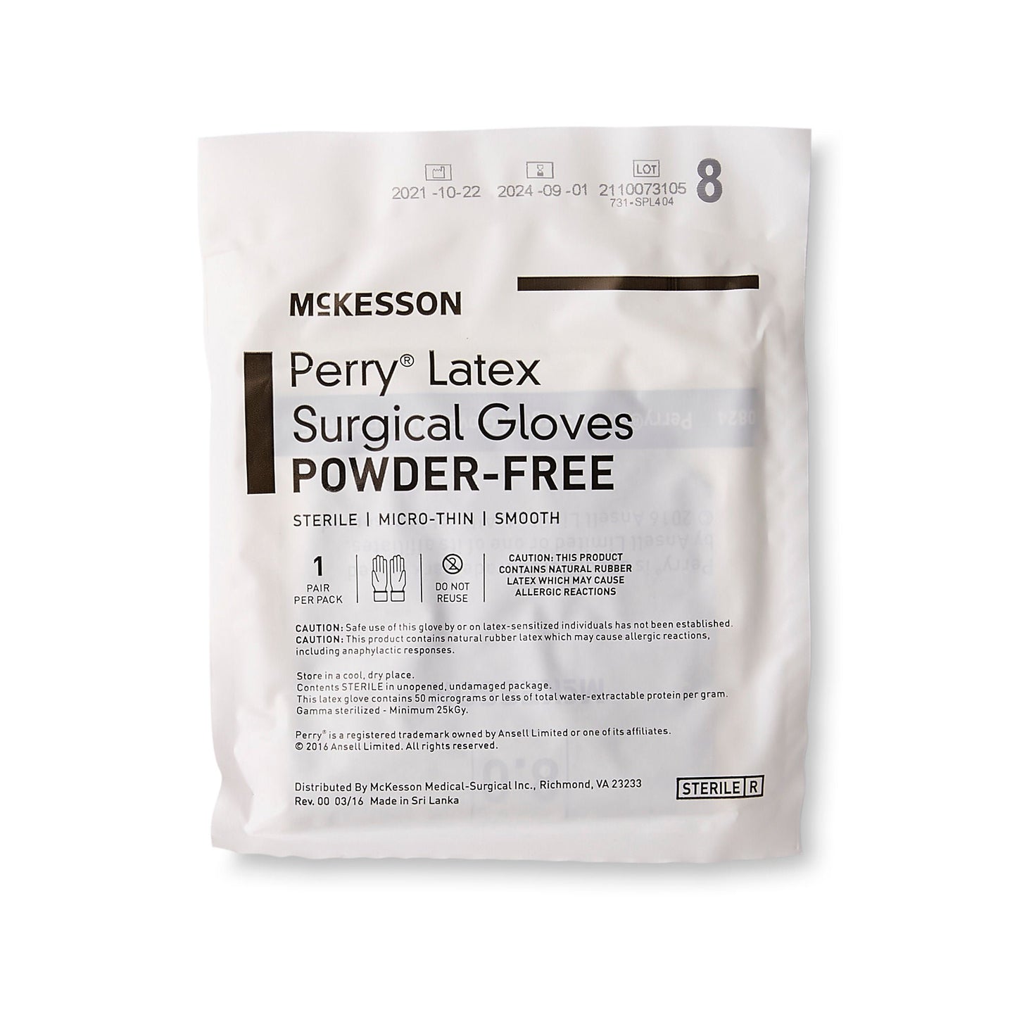 GLOVE, SURG LTX 8.0 STR2 SMTH MICROTHIN (50PR/BX 4BX/CS)