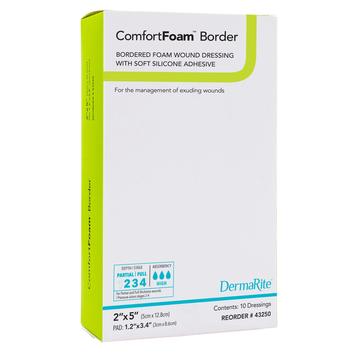 DRESSING, COMFORT FOAM 2"X5" (10/BX)