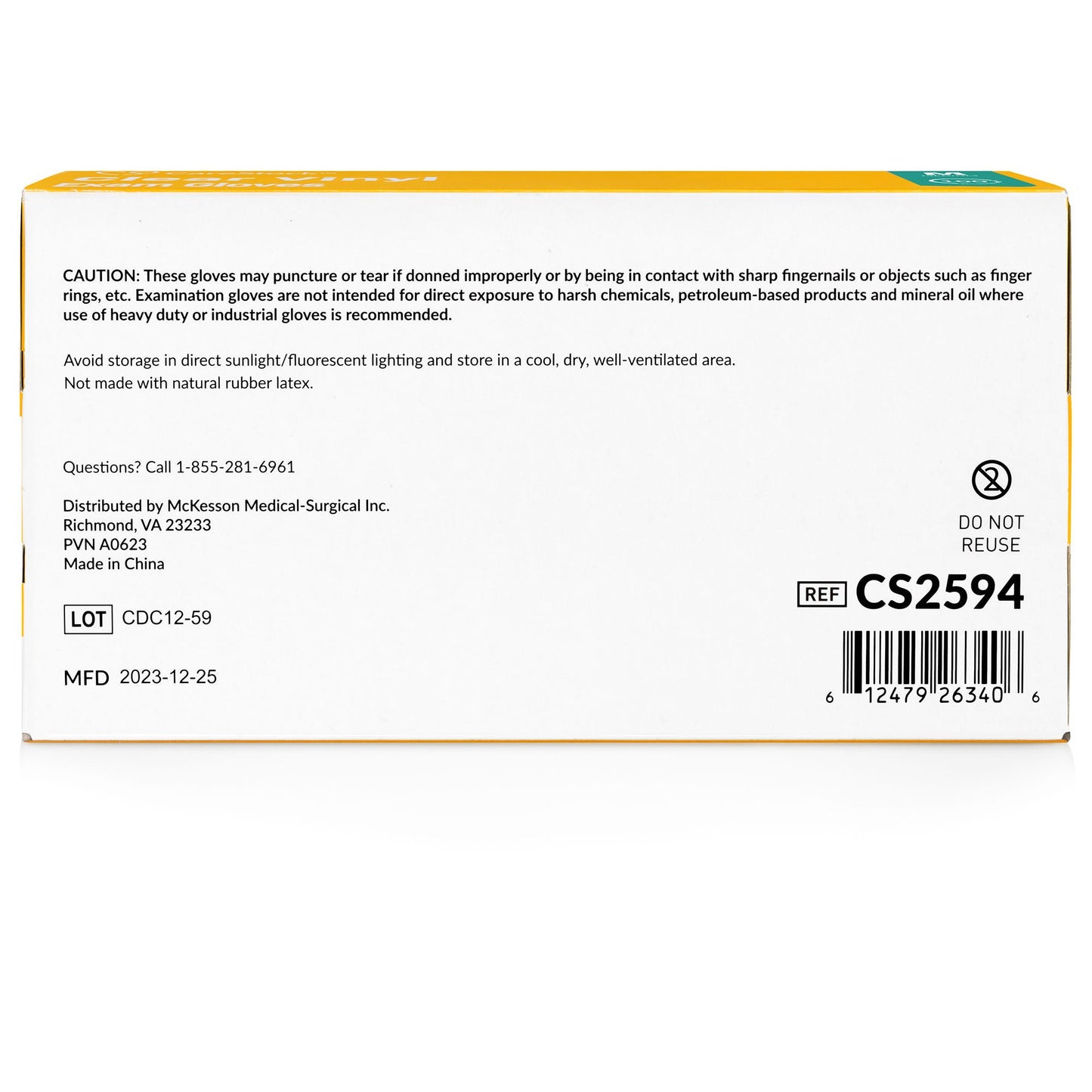 GLOVE, EXAM VNYL MD N/S (100/BX 10BX/CS)