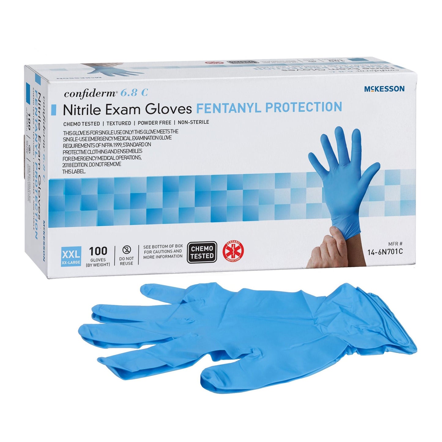 GLOVE, EXAM NITRL 2XLG N/S CHEMO 6.8C (100EA/BX 10BX/CS)