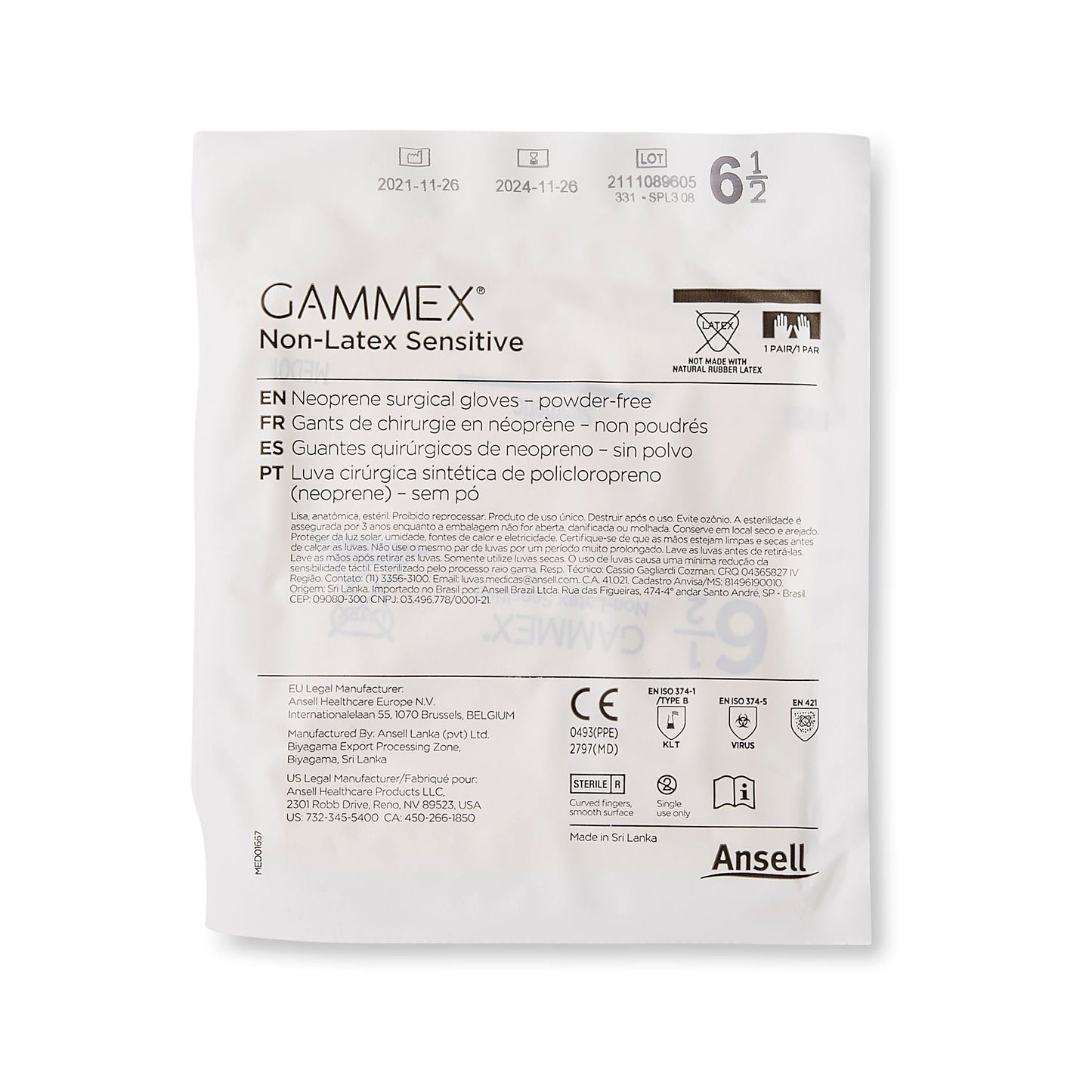 GLOVE, SURG PLYCHPRN 6.5 STR2 SMTH CHEMO (50PR/BX 4BX/CS)