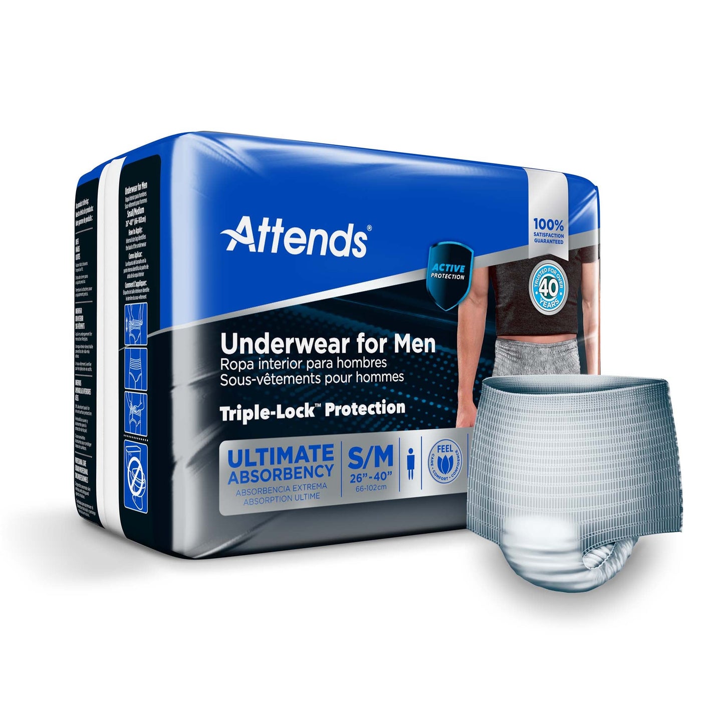 UNDERWEAR, ATTENDS ULT MALE SM/MED (20/BG 4BG/CS)