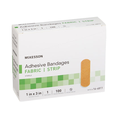 BANDAGE, ADHSV FABR STRP 1X3 (100/BX 24BX/CS)