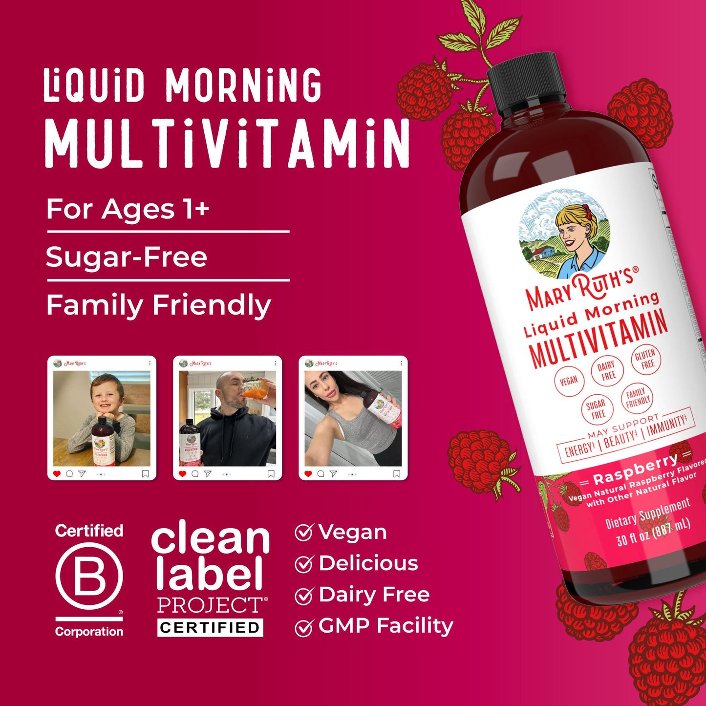 SUPPLEMENT, LIQ MORNING MULTIVITAMIN RASPBERRY 30OZ (6/CS