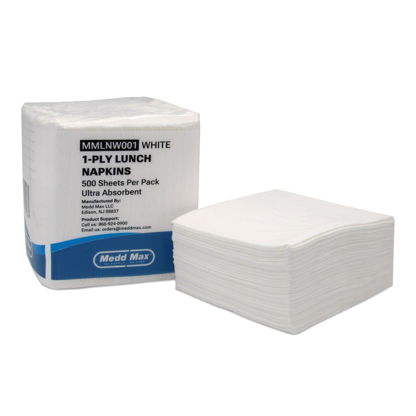 NAPKINS, LUNCH 1PLY 1/4 FOLD WHT 13X11.8" (500/PK 12PK/CS)