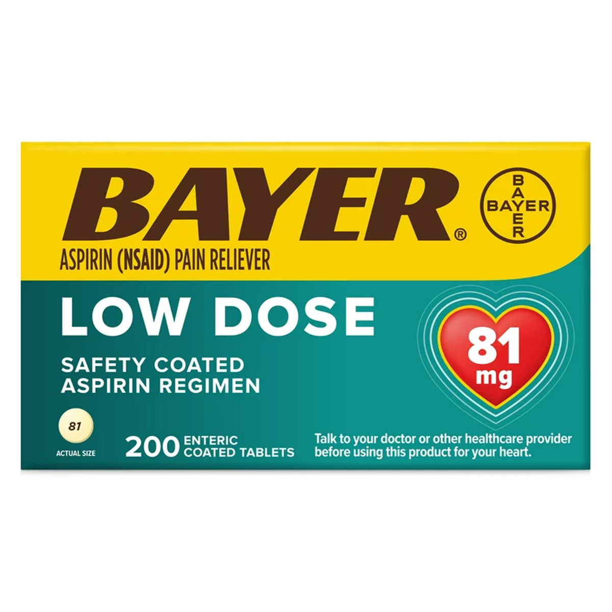 ASPIRIN DR EC, TAB 81MG LOW DOSE (200/BT)
