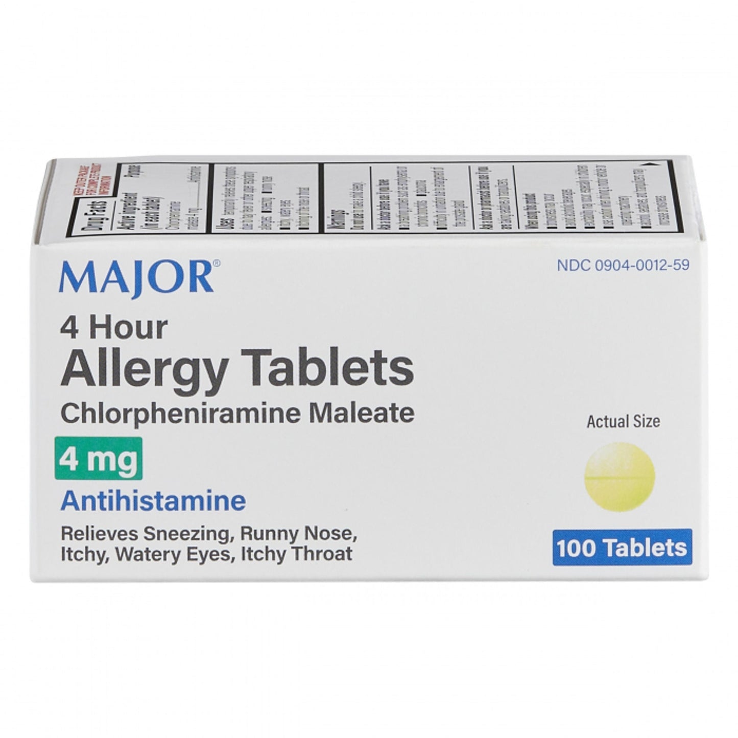 CHLORPHENIRAMINE 4MG TABS 524793 100/BT