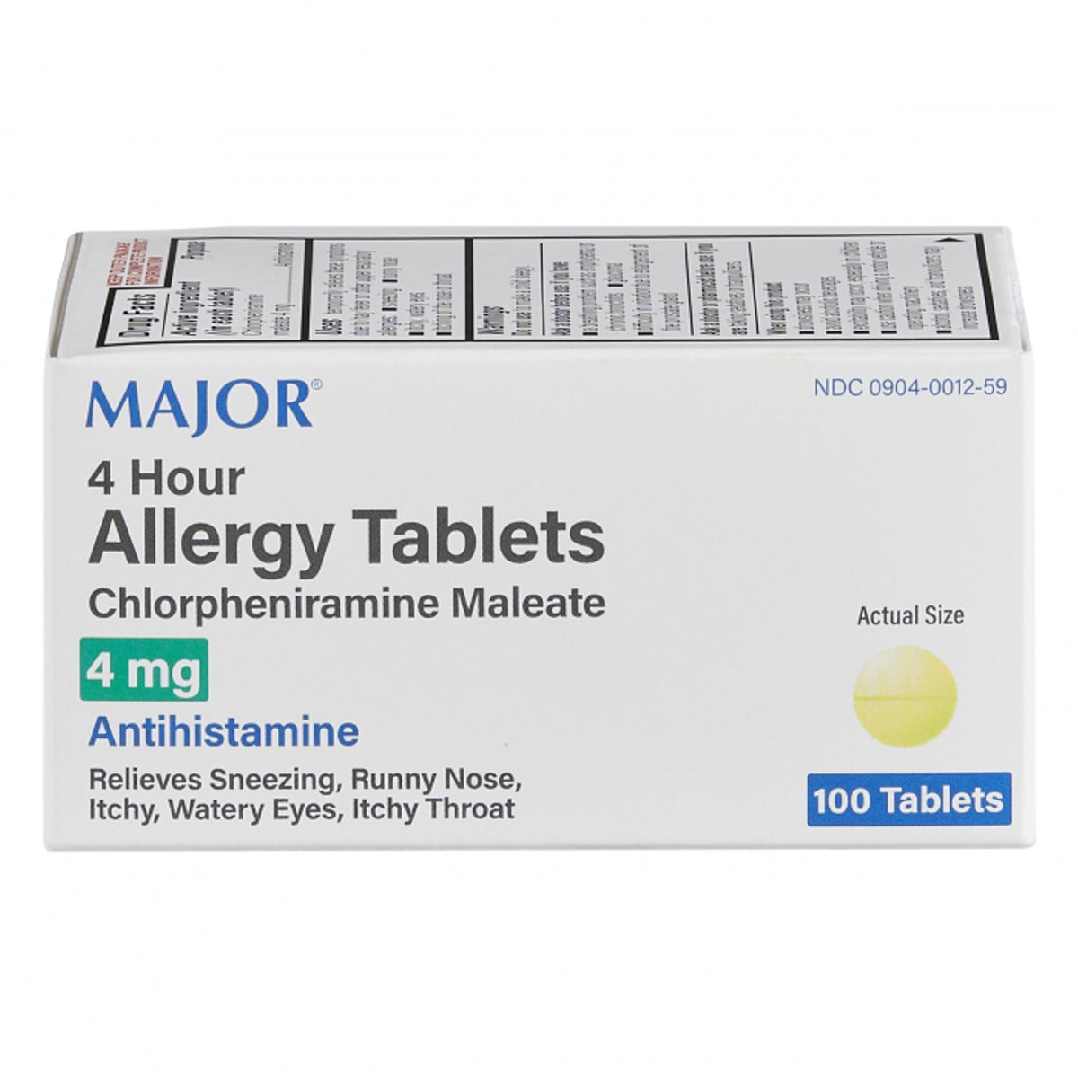 CHLORPHENIRAMINE 4MG TABS 524793 100/BT