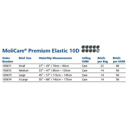 BRIEF, MOLICARE PREMIUM ELASTIC 10D LG (14/PK 4PK/CS)