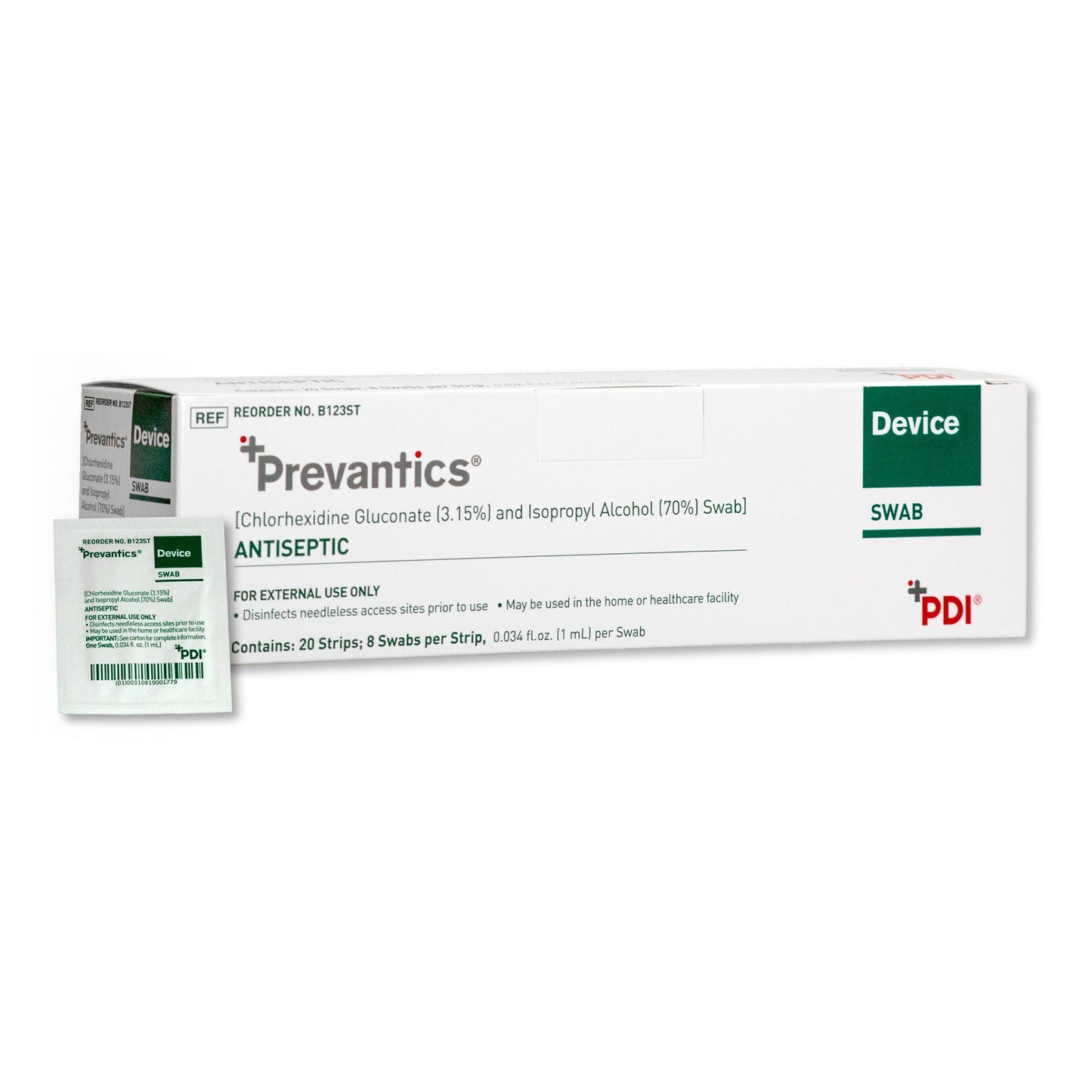 SWAB, DEVICE PREVANTICS ANTISEPTIC 1ML (160/BX 10BX/CS)