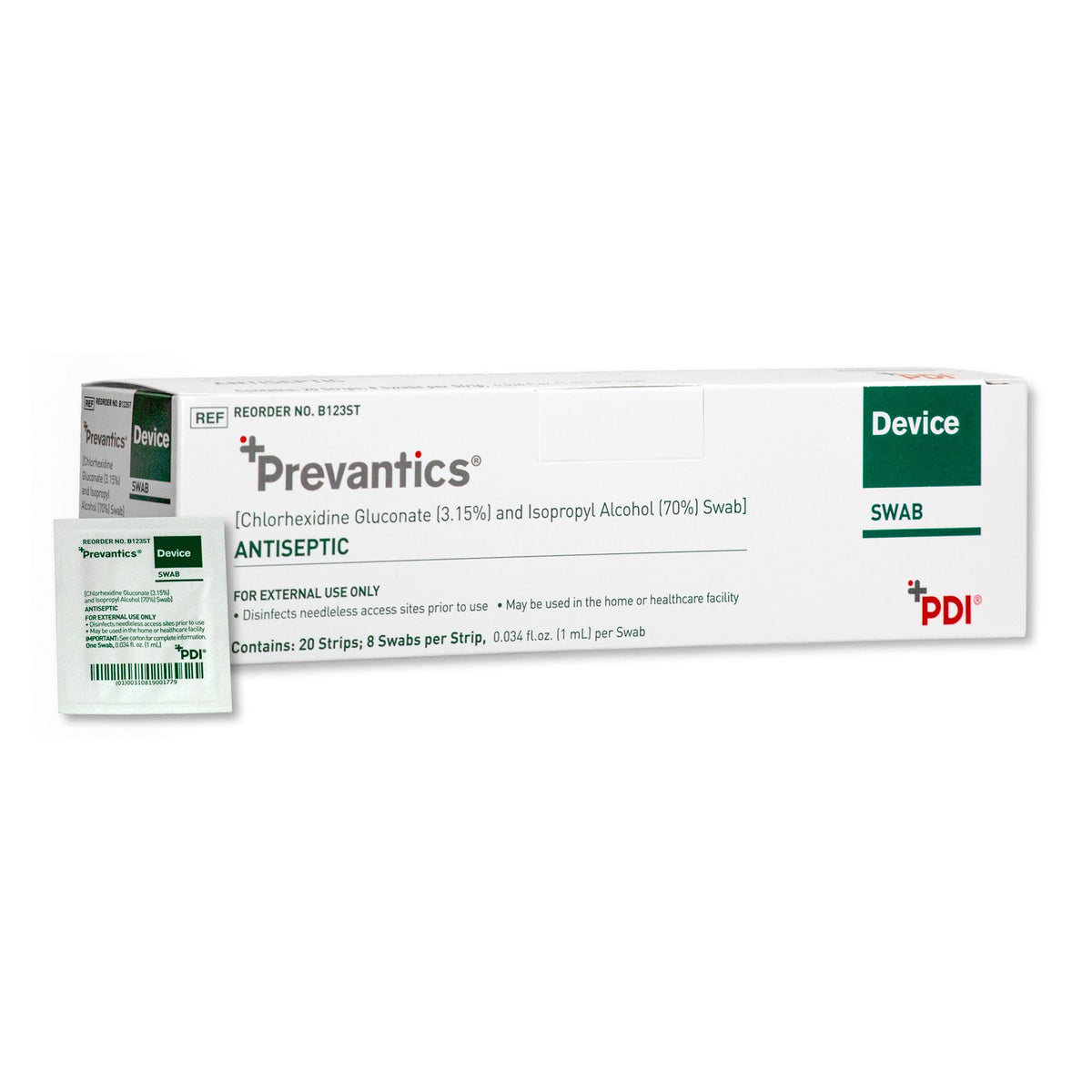 SWAB, DEVICE PREVANTICS ANTISEPTIC 1ML (160/BX 10BX/CS)