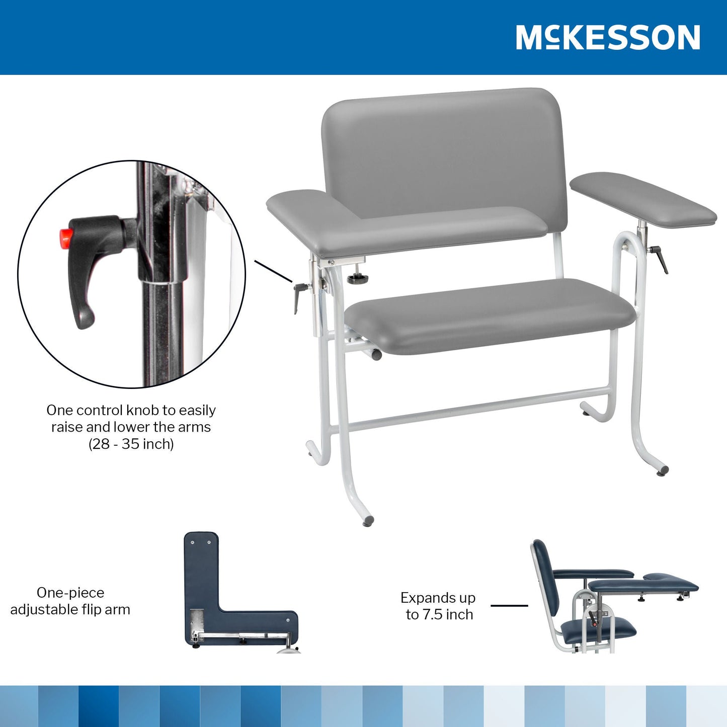 CHAIR, BLD DRWNG FLIP-ARM UPHOL X-WD GRY MGM63
