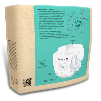 DIAPER, OVERNIGHT BAMBOO NATURE SZ4 (24/PK 4PK/CS)