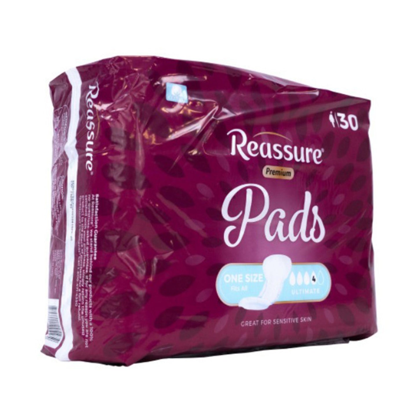 PAD, INCONT REASSURE PREM COTTON ULTIMT (30/BG 4BG/CS)