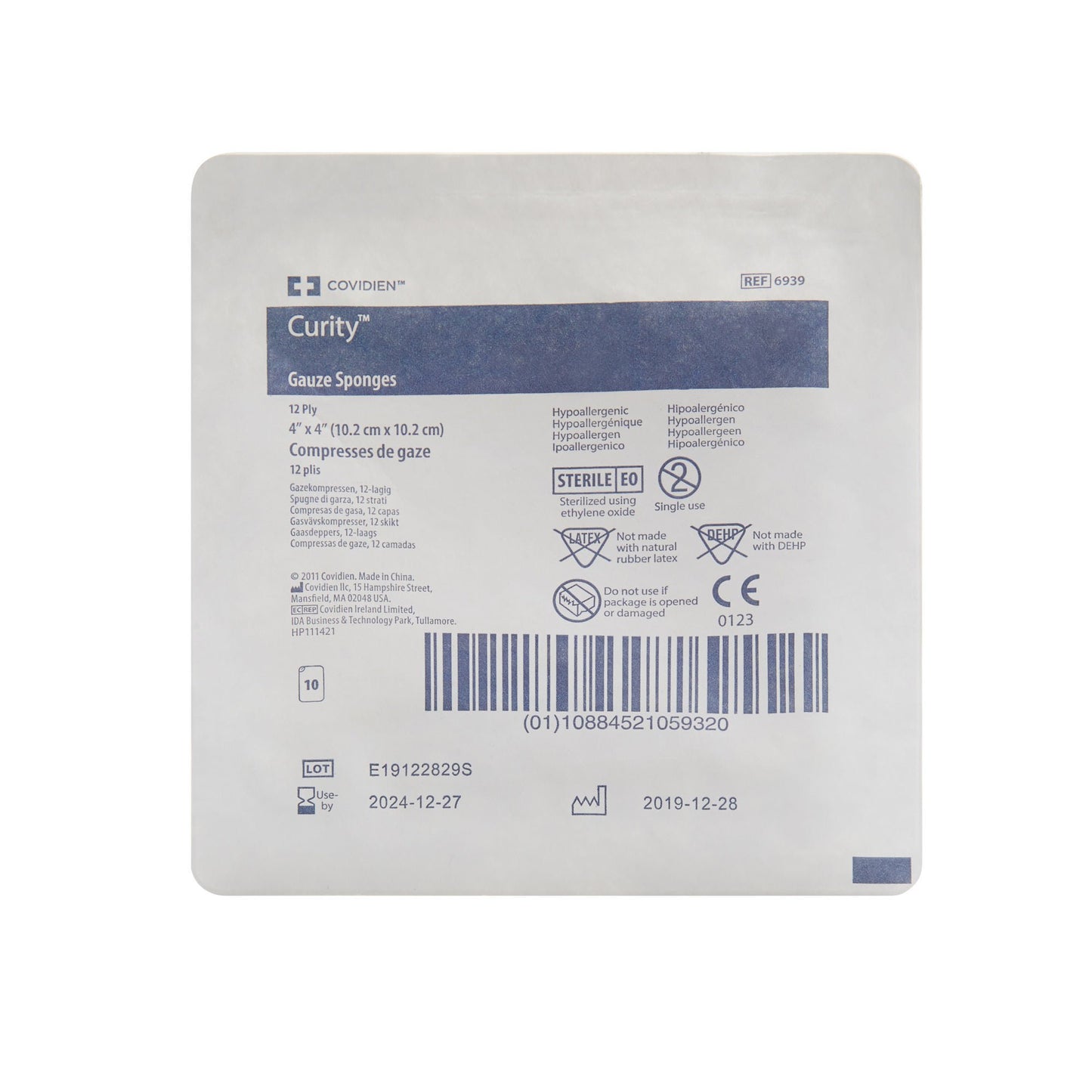 SPONGE, GAUZE 12PLY 4"X4" (10/TR 128TR/CS)