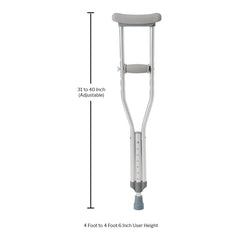 CRUTCH, ALUM PUSH BUTTON ADJ CHLD 175LBS (PR)