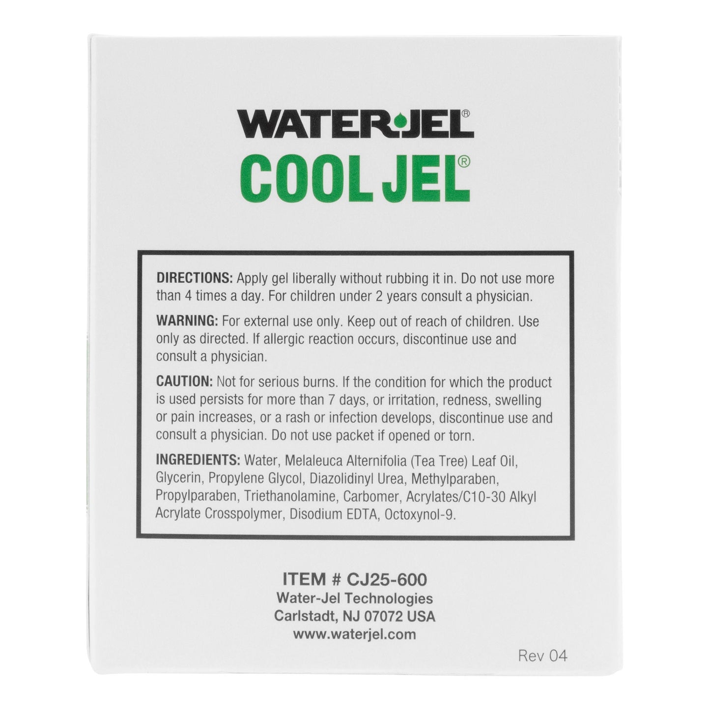GEL, BURN WATERJEL COOL JEL 3.5GM (25/BX 24BX/CS) WTRJEL