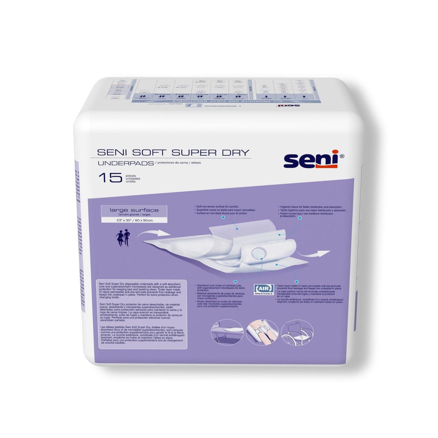 UNDERPAD, SENI SOFT SUPER DRY 23"X35" (15/PK 4PK/CS)