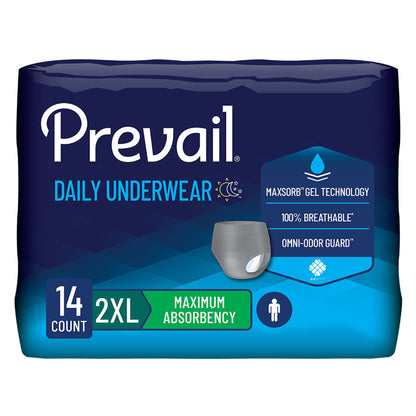 UNDERWEAR, PREVAIL MEN 2XLG 64"-80" (14EA/BG 4BG/CS)
