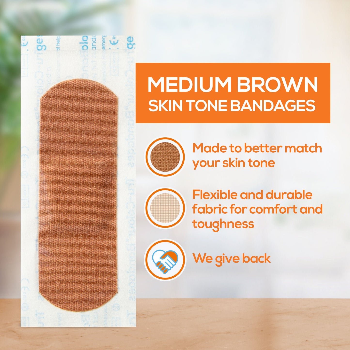 BANDAGE, ADH TRU-COLOUR BRN ORG BG 1"X3" (30/PK 50PK/CS)