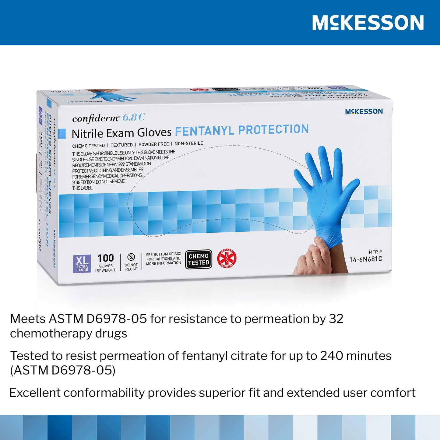 GLOVE, EXAM NTRL P/F XLG N/S CHEMO 6.8C (100/BX 10BX/CS)