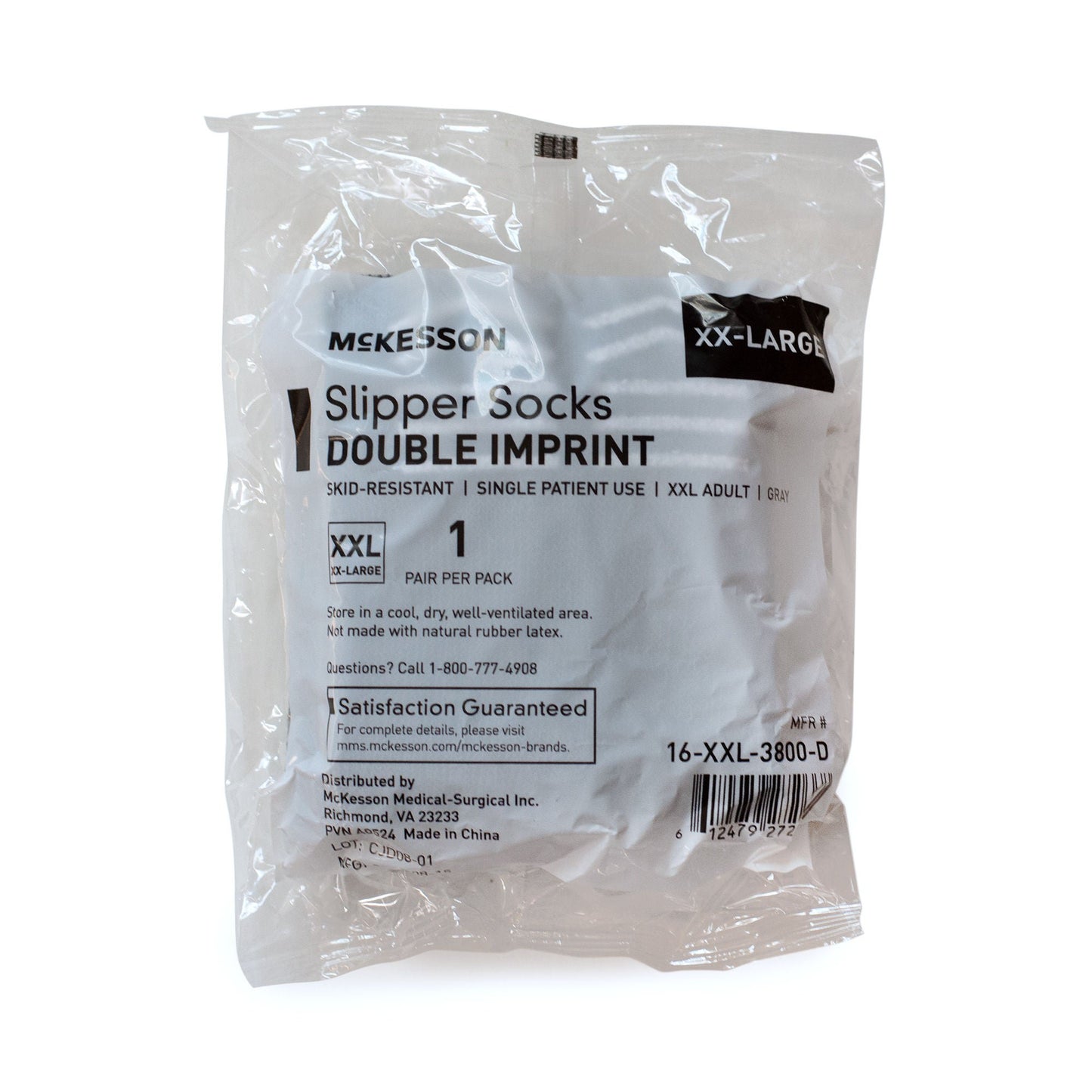 SLIPPER, TERRY DBL IMPRINTED GRY ADLT 2XLG (48PR/CS)