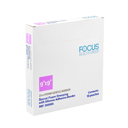 DRESSING, ZENIFOAM GENTLE BORDER SACRAL 9X9" (10/BX)