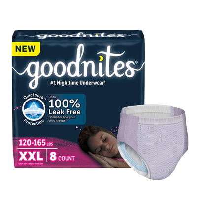 UNDERWEAR, GOODNITES JUMBO PK YTH GIRL SZ7 2XLG (8/PK 4PK/CS
