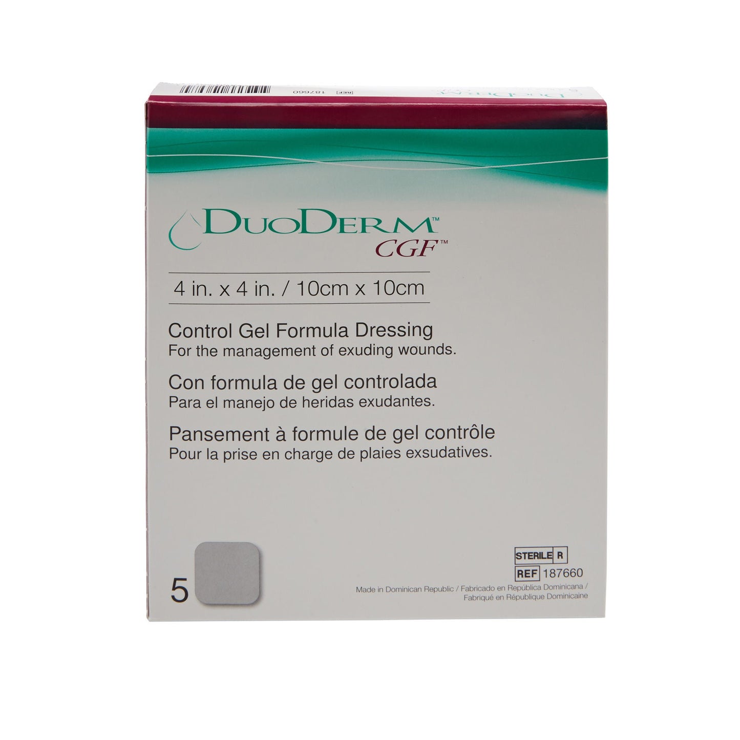DRESSING, DUODERM CGF STR 4"X4" (5/BX 20BX/CS)