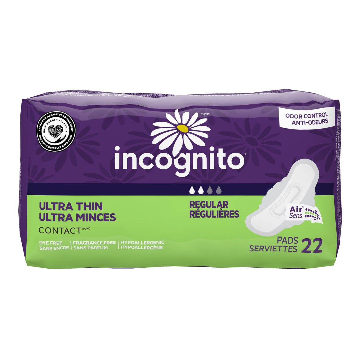 PAD, INCOGNITO ULTRA THIN WINGREGULAR (22/PK 8PK/CS)