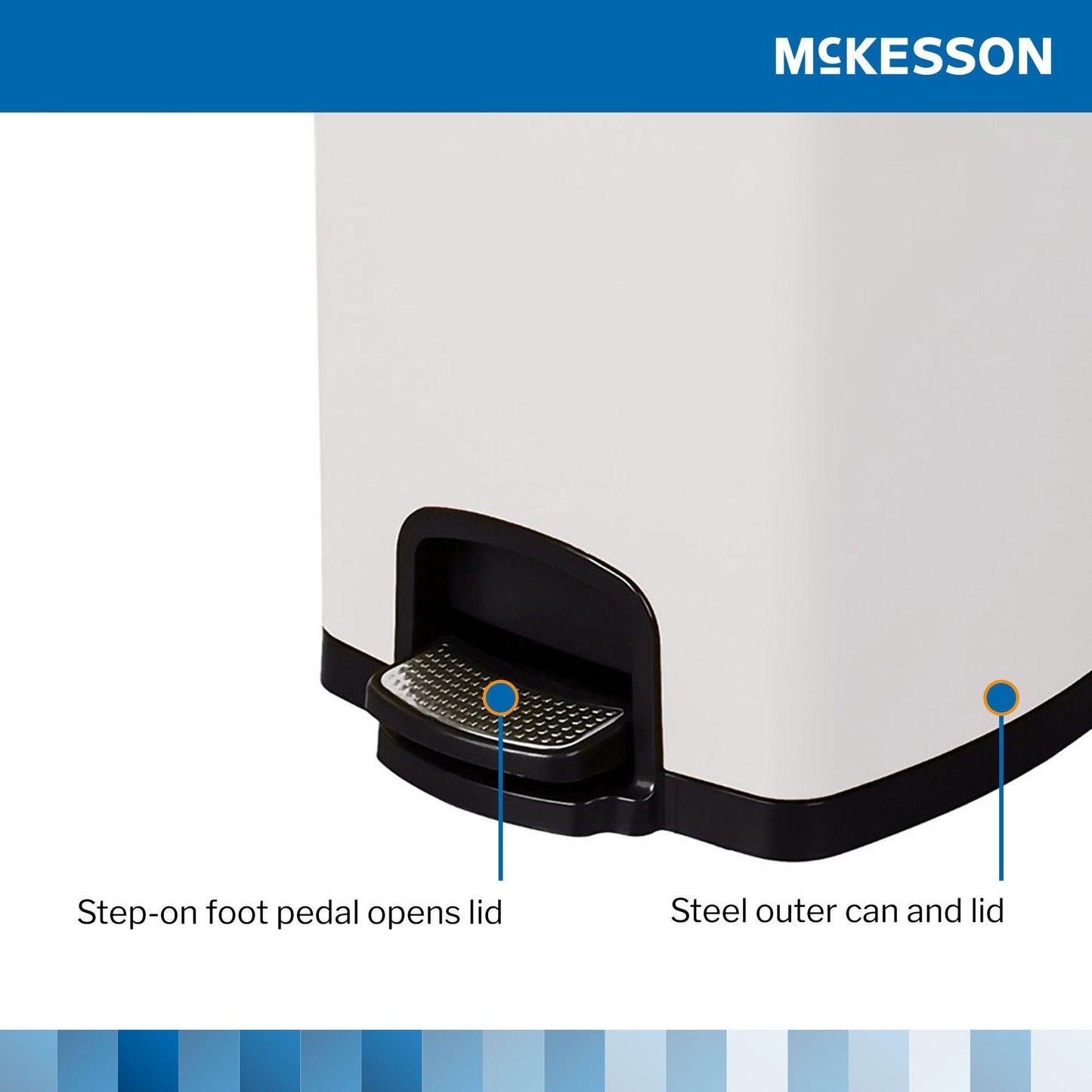 WASTECAN, STEP-ON SQ METAL WHT20QT