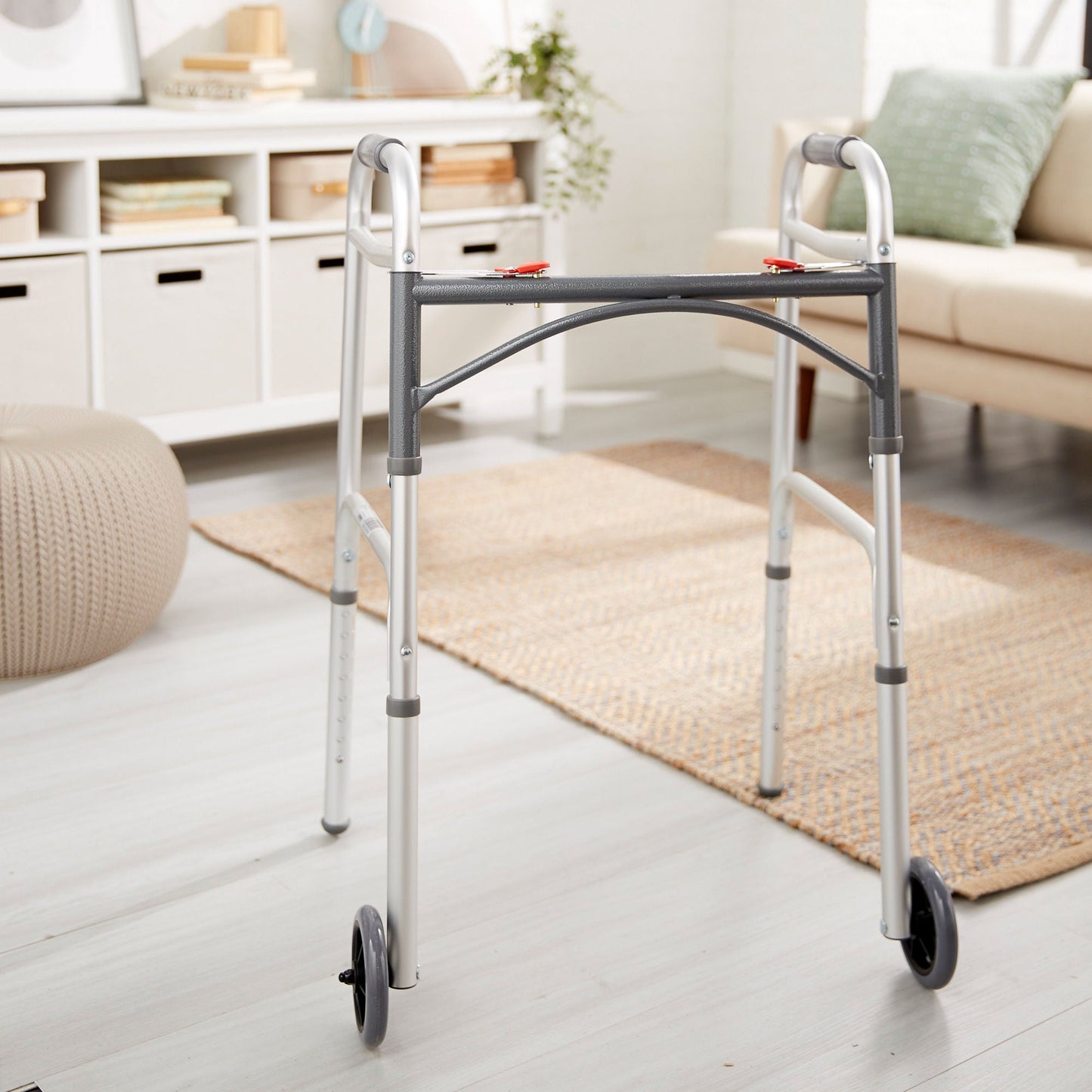 WALKER, FLD ALUM W/5" WHLS ADLT 350LBS (4/CS)