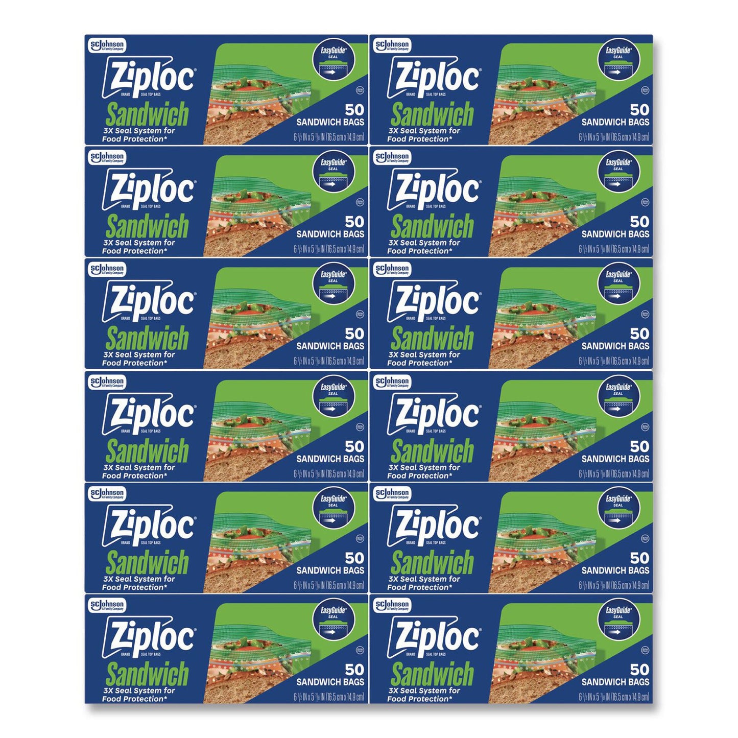 BAG, SANDWICH ZIPLOC STORAGE (50/BX 12BX/CS)