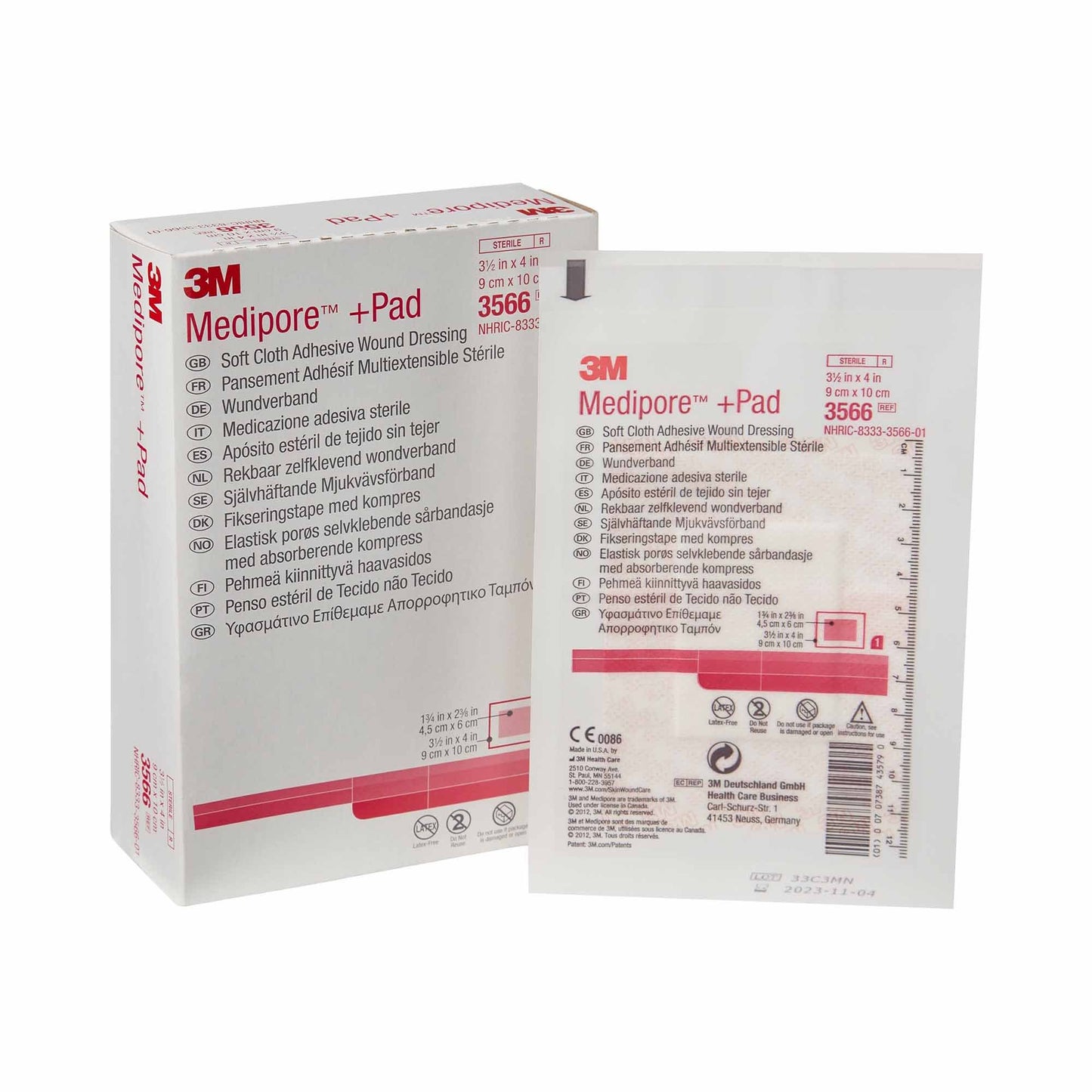DRESSING, WND ADHSV MEDIPORE +PAD 3 1/2"X4" (25/BX)