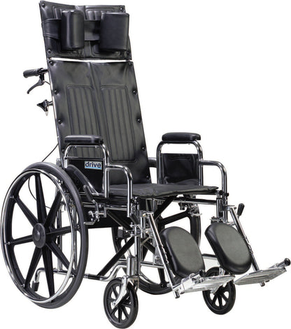 WHEELCHAIR, RECLINING 22" LEG REST REMVBL DESK D/S