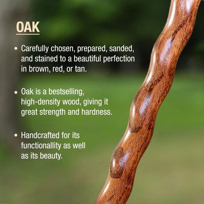 CANE, WALKING WOOD BRAZOS 37 TWISTED OAK CROOK NECK RED 37"