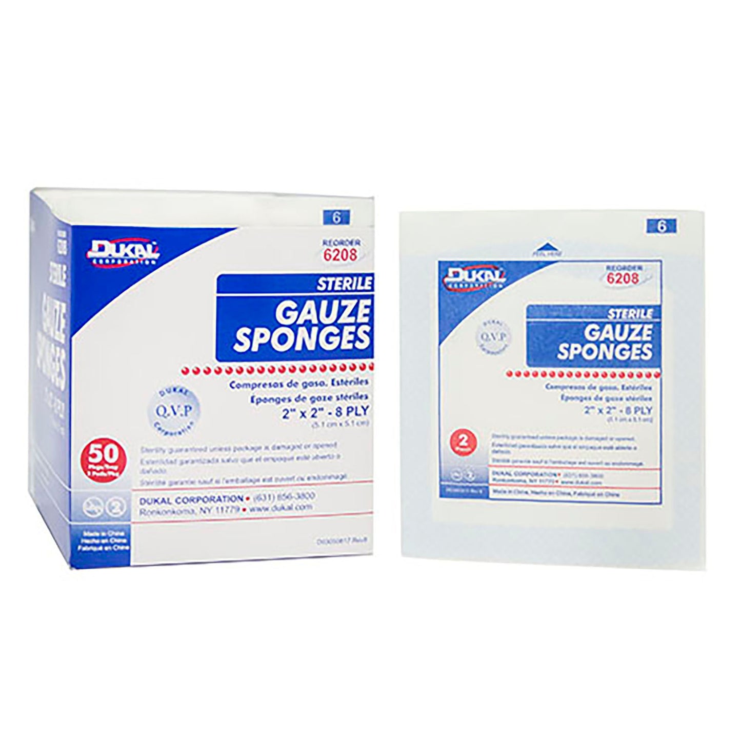 SPONGE, GAUZE 8PLY STR 2"X2" (100/BX 30BX/CS)