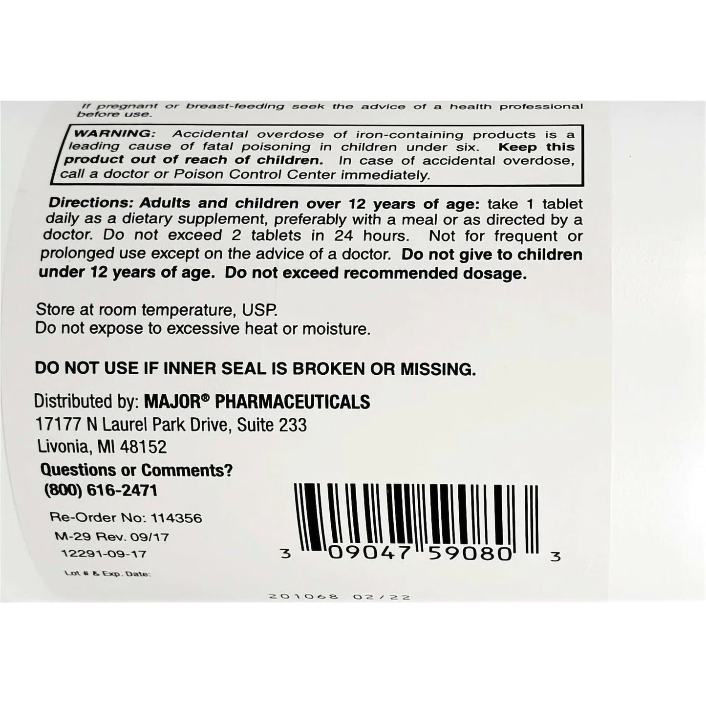 FERROUS SULFATE, TAB 325MG (1000/BX)