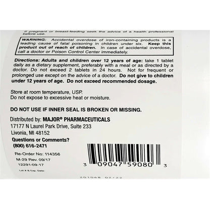 FERROUS SULFATE, TAB 325MG (1000/BX)