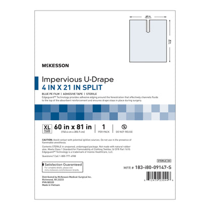 DRAPE, SURGICAL ORTHO IMPERVIOUS W/SPLIT XLG 60"X81" (30/CS)