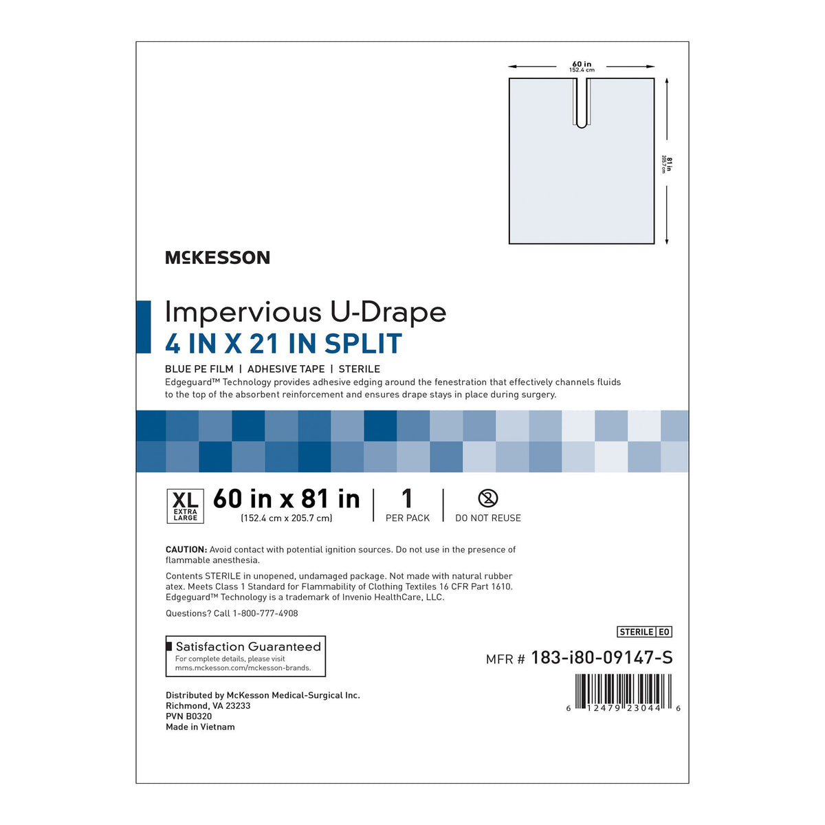 DRAPE, SURGICAL ORTHO IMPERVIOUS W/SPLIT XLG 60"X81" (30/CS)