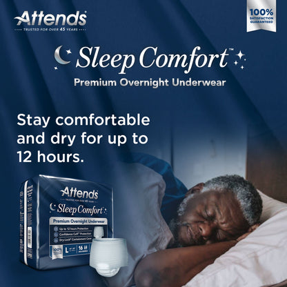 UNDERWEAR, INCONT SLEEP CMFRT PREM OVRNGHT LG (16/BG 4BG/CS)