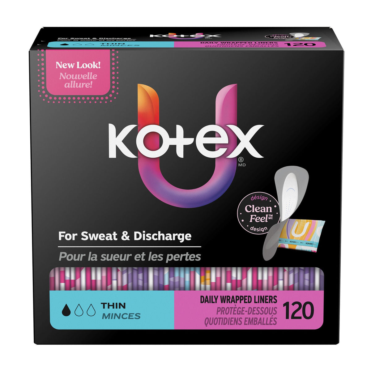 LINER, KOTEX PREM THIN F/W CORE (120/PK 5PK/CS)