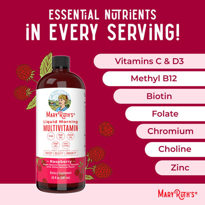 SUPPLEMENT, LIQ MORNING MULTIVITAMIN RASPBERRY 30OZ (6/CS