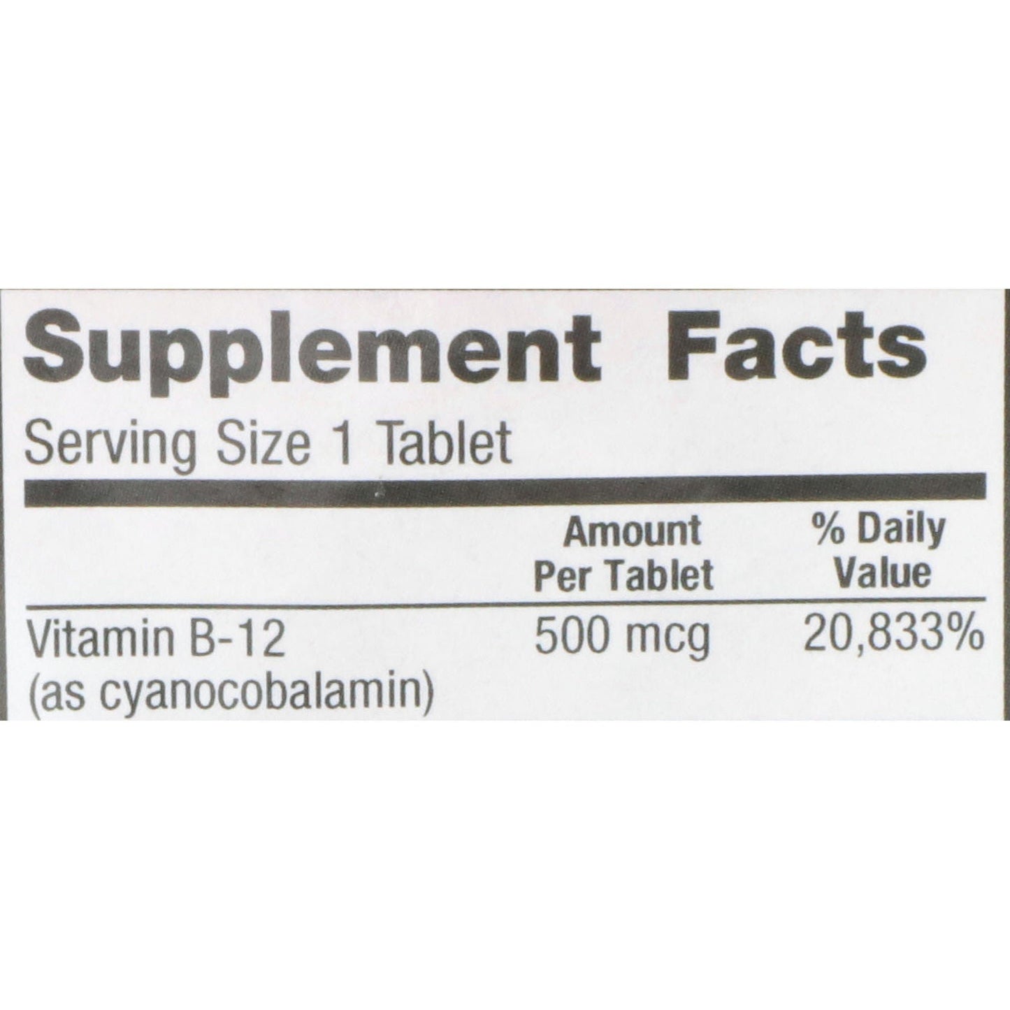 VITAMIN B-12, TAB 500MCG (100/BT 12BT/CS)