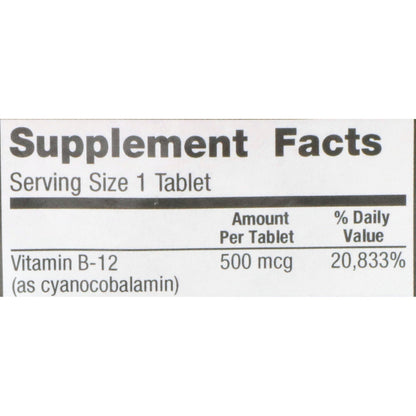 VITAMIN B-12, TAB 500MCG (100/BT 12BT/CS)