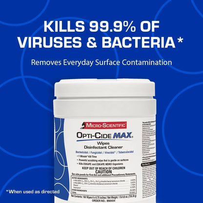 WIPE, DISINFECTANT OPTI-CIDE MAX 6"X6 3/4" (160/CT 12CT/CS)